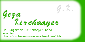 geza kirchmayer business card